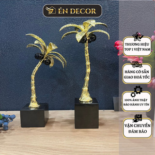 Decor phòng khách hiện đại cây dừa mạ vàng én decor trang trí phong thủy nhà cửa phòng làm việc quà tặng ý nghĩa