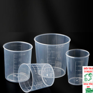Cốc nhựa có chia vạch 50 ml, 100 ml & 200 ml, cốc trong suốt có vạch chia rõ ràng dễ nhìn, kích thước nhỏ gọn dễ dùng