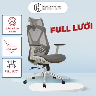 Ghế công thái học Nghia Furniture Spider 02 Full lưới thoáng khí, ngả sâu 135 độ, bảo hành 3 năm