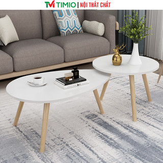Combo 2 bàn trà rà phòng khách trứng tròn kết hợp thương hiệu timio - gp55 + bt50m