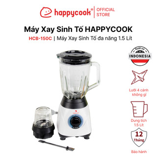 Máy xay sinh tố cối thuỷ tinh 1.5l happycook, hcb-150c, xay được đá viên