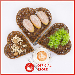 Rổ mây tự nhiên đan tay hình trái tim giỏ mây đan thủ công đựng hoa quả, bánh kẹo