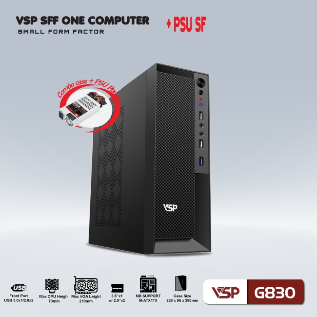 Vỏ Case Máy Tính VSP Sff + Psu-550w - G830 - Hàng Chính Hãng