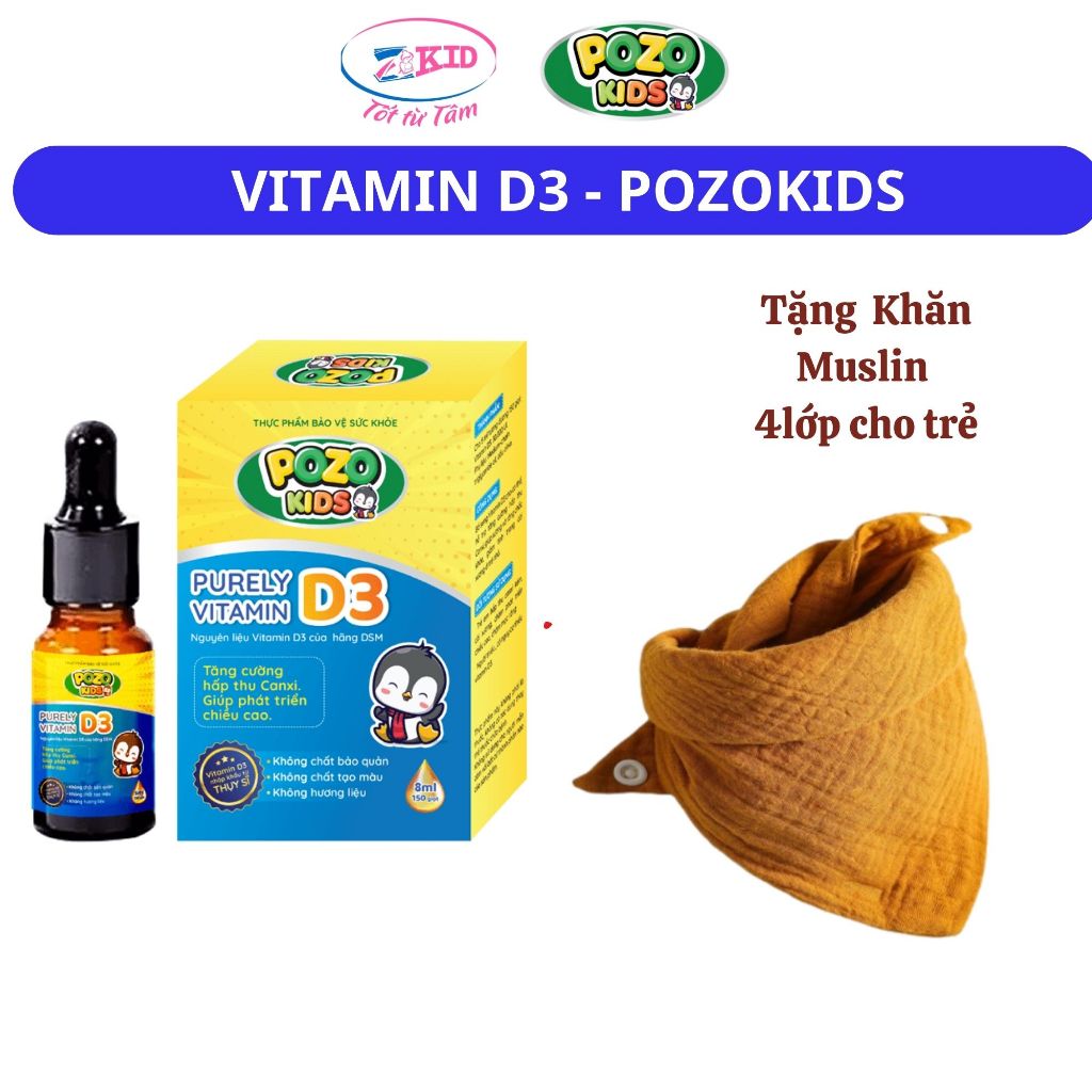 (Mua 1 tặng 1) Vitamin D3 POZOKIDS nhỏ giọt bổ sung vitamin D3 cho trẻ sơ sinh