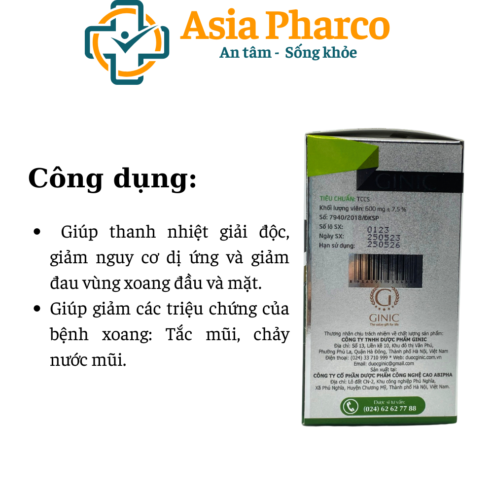 Thông xoang ginic lọ 50 viên nang