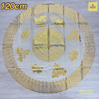 Khăn trải bàn ren hoa tròn 120cm nhựa pvc - hàng đẹp