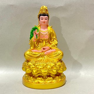 Tượng quan âm màu vàng liễu xanh ngồi 30cm