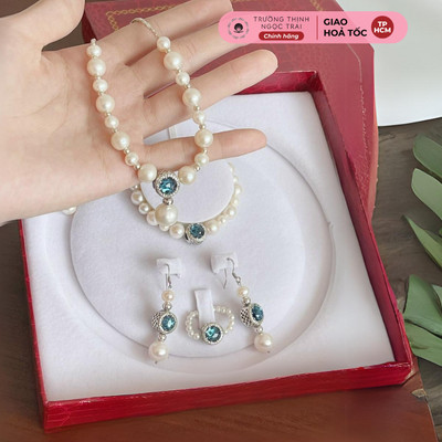 Bộ Trang Sức 4 Món Ngọc trai 6ly và 8ly Mix Charm Bạc Pandora Sang Trọng - Ngọc Trai Trường Thịnh