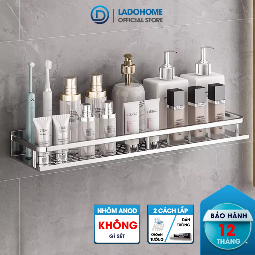 Kệ nhà tắm nhà bếp treo tường 5578 Nhôm Anod không rỉ + tặng kèm keo dán, tắt kê, ốc vít