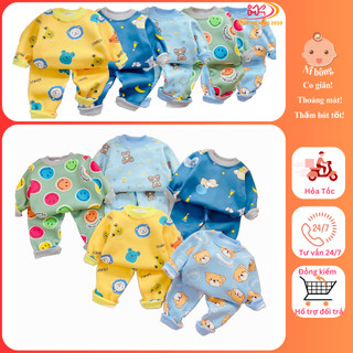  MK439 (14-22KG) Bộ áo dài tay quần dài in họa tiết chất nỉ bông mềm, ấm cho bé dưới 5 tuổi