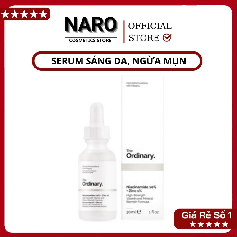 Serum ngăn ngừa mụn, sáng da NIACINAMIDE 10% + ZINC 1% THE ORDINARY 30ml 60ml NARO STORE