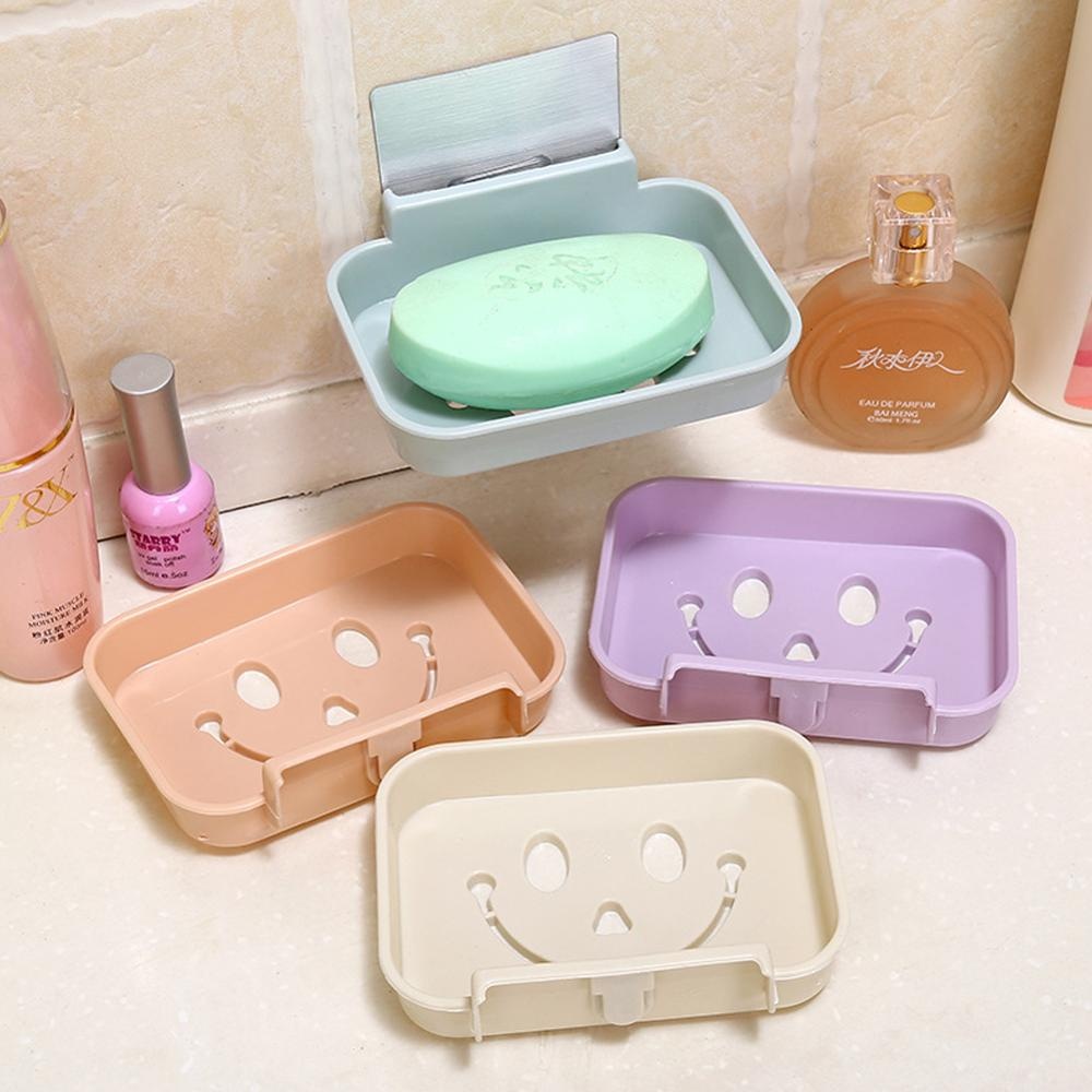 Khay Để Bánh Xà Phòng Dán Tường 2 Lớp Đáy Kín Hình Mặt Cười 2454