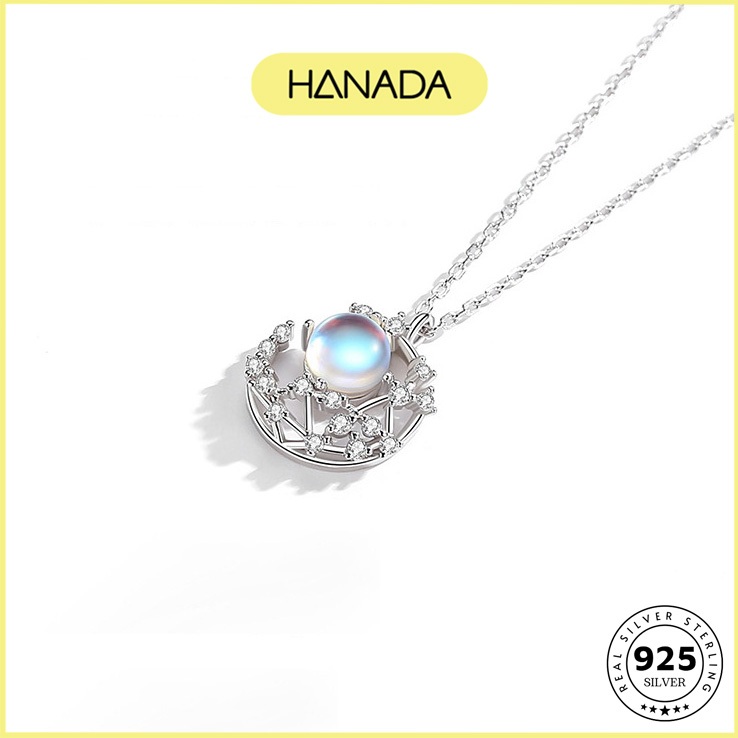 Dây Chuyền Bạc 925 Hanada Mặt Trăng Nhân Tạo Đá 0773 G9