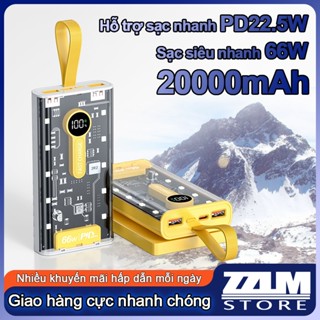Sạc Dự Phòng 20000mah - 66w Siêu Nhanh Sạc Nạp Dùng Bộ Vi Mạch Thế Hệ Mới Với Thiết Kế Phong Cách Cyberpunk Trong Suốt