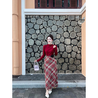 SET ÁO DÍP LEN CAO CỔ MIX CV DẠ BÚT CHÌ