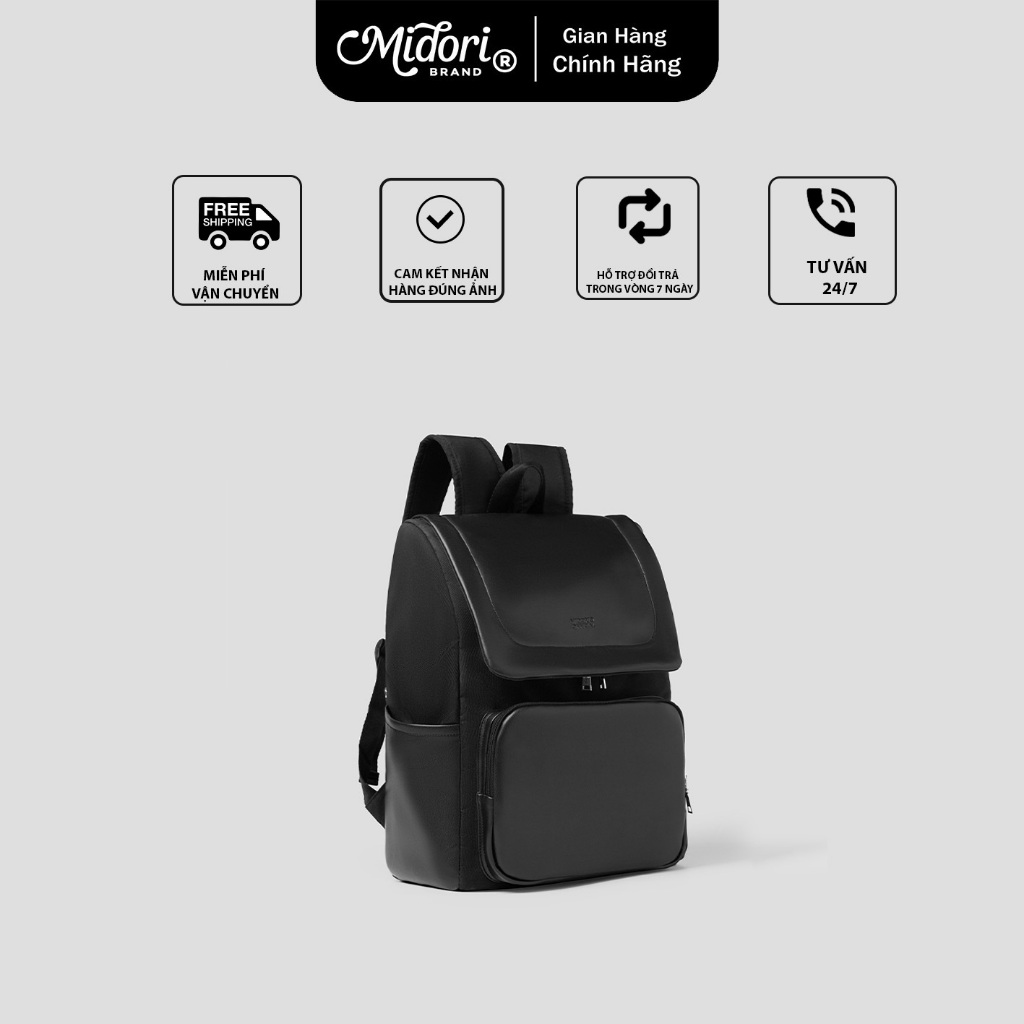 Balo Da PU Đi Học Đi Làm PAIX Nam Nữ Cặp Đựng Laptop Du Lịch Nhiều Ngăn Chống Sốc | MIDORI FOR MAN