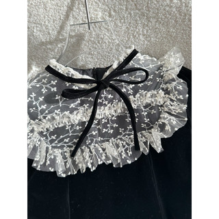 Đầm nhung phối cổ ren (Lonie)