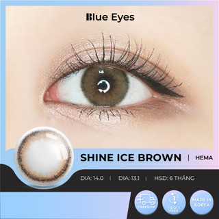 Kính áp tròng Shine Ice Brown Blue Eyes, dòng lens cận sử dụng sáu tháng, giãn tròng vừa, màu nâu tây viền xám SHI-ICBR