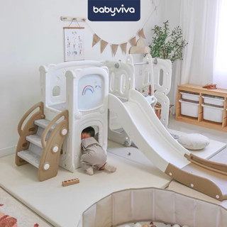 Cầu trượt xích đu cho bé Babyviva nhựa nguyên sinh cao cấp, an toàn tặng kèm bảng vẽ