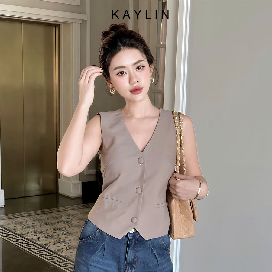 Áo Gile KAYLIN vải Linen phong cách công sở kiểu dáng thanh lịch N2157