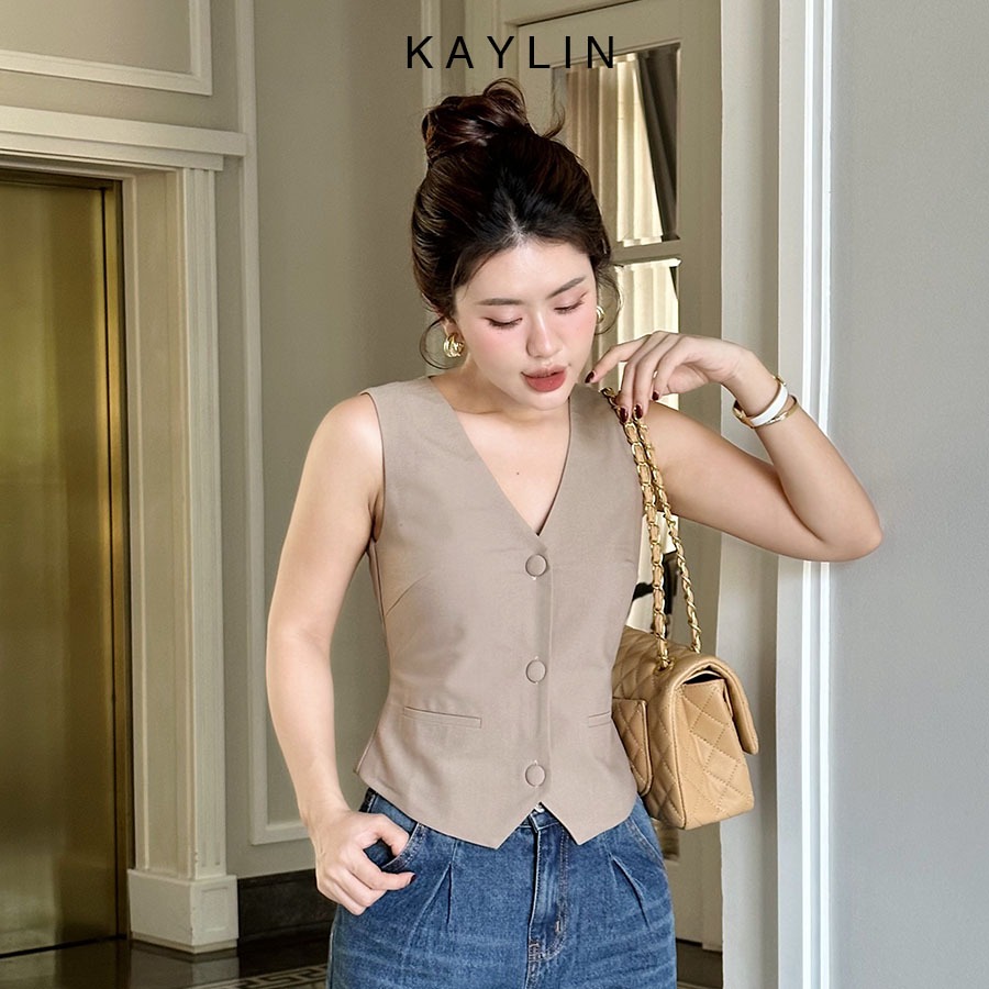 Áo Gile KAYLIN vải Linen phong cách công sở kiểu dáng thanh lịch N2157