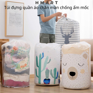 Túi đựng quần áo cỡ lớn 135L Hmart - Túi đựng chăn màn gối có dây rút nhựa Peva chống thấm ẩm mốc bụi bẩn cực tốt