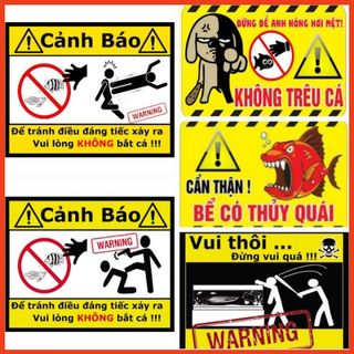 Logo - sticker dán cảnh báo bể cá vui nhộn có keo sẵn - decal dán bể cá