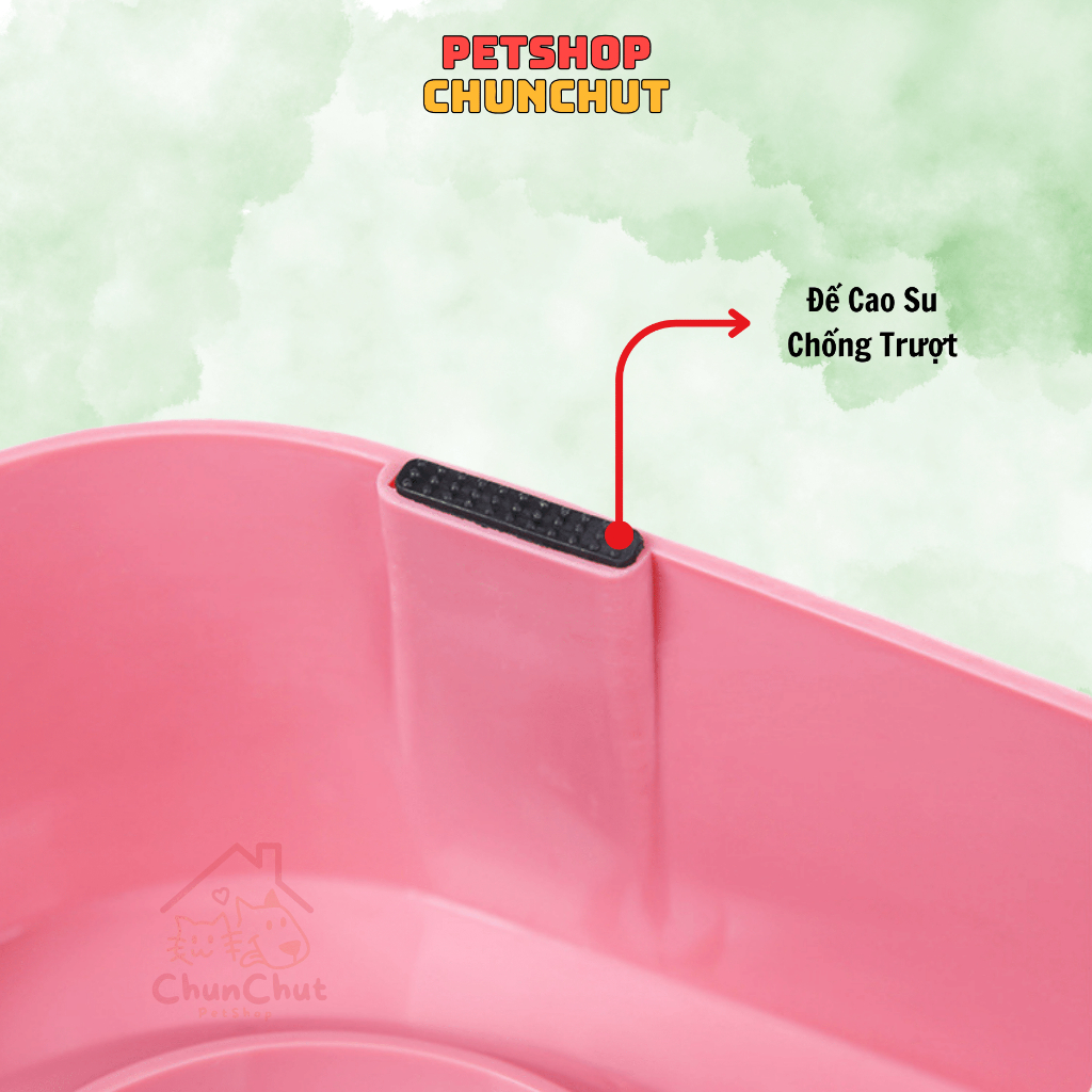 Bát Ăn Chó Mèo Chống Gù, Đế Chống Lật Kèm Bình Nước Tự Động Bằng Nhựa Hình Tai Mèo Cho Thú Cưng