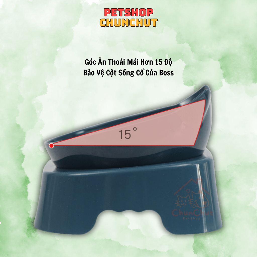 Bát Ăn Chó Mèo Chống Gù, Đế Chống Lật Kèm Bình Nước Tự Động Bằng Nhựa Hình Tai Mèo Cho Thú Cưng