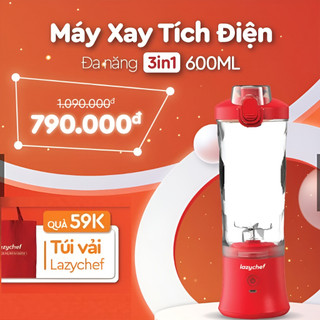 Máy Xay Cầm Tay Tích Điện Đa Năng 3in1 Lazychef LC02ST,  Dung Tích 600ml, Kháng Nước IP67, Hàng Chính Hãng.