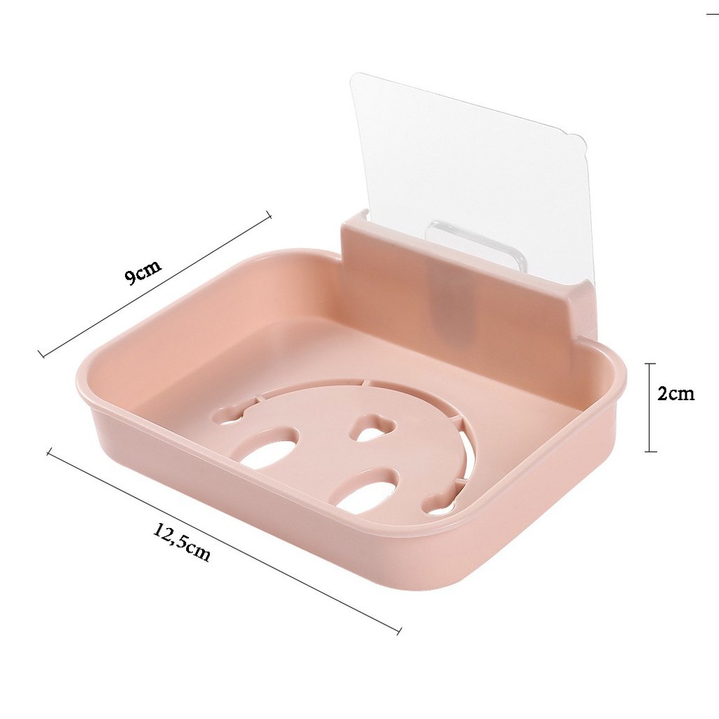 Khay Để Bánh Xà Phòng Dán Tường 2 Lớp Đáy Kín Hình Mặt Cười 2454