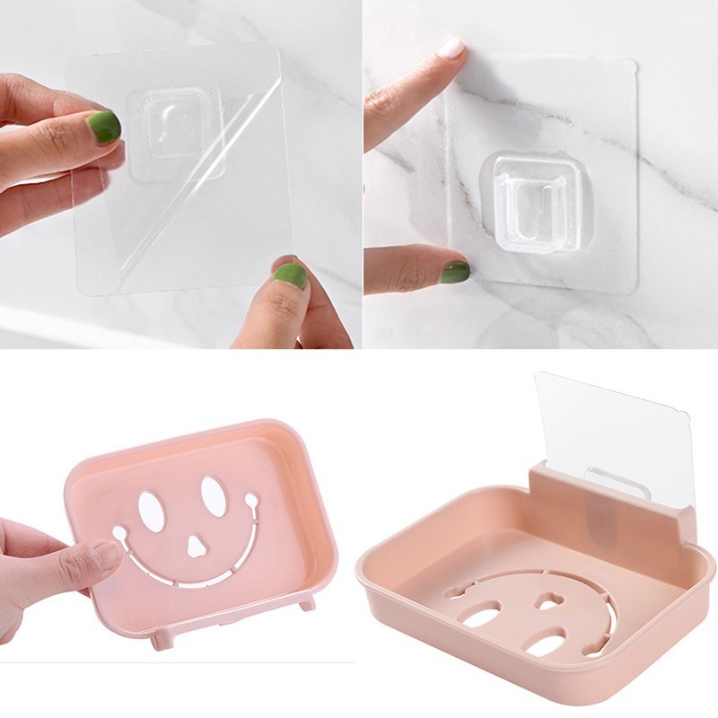 Khay Để Bánh Xà Phòng Dán Tường 2 Lớp Đáy Kín Hình Mặt Cười 2454