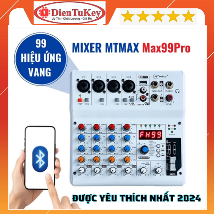 Bộ Mixer Yamaha Max 99 pro bluetooth 99 hiệu ứng chế độ  karaoke gia đình, livestream fb  rất Hay (BH 12T)