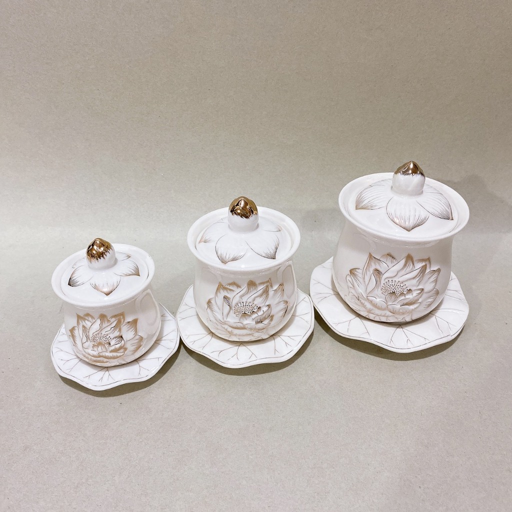 Chung Nước Đại Bi Bạch Ngọc Sen