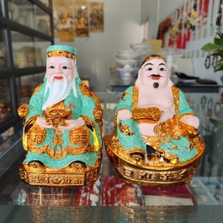 Tượng thần tài thổ địa ánh kim áo xanh