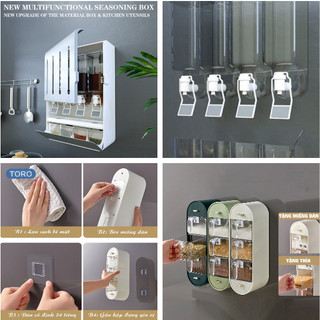 [FREESHIP] HỘP ĐỰNG GIA VỊ TREO TƯỜNG 4 CHAI,  4 NGĂN CHỨA GIA VỊ - HỘP 5 NGĂN