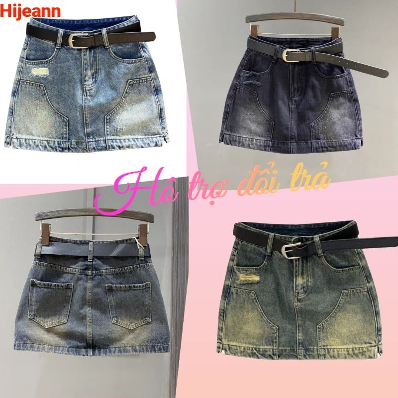 quần váy jeans hai lớp. váy ngăn rách túi siêu hót