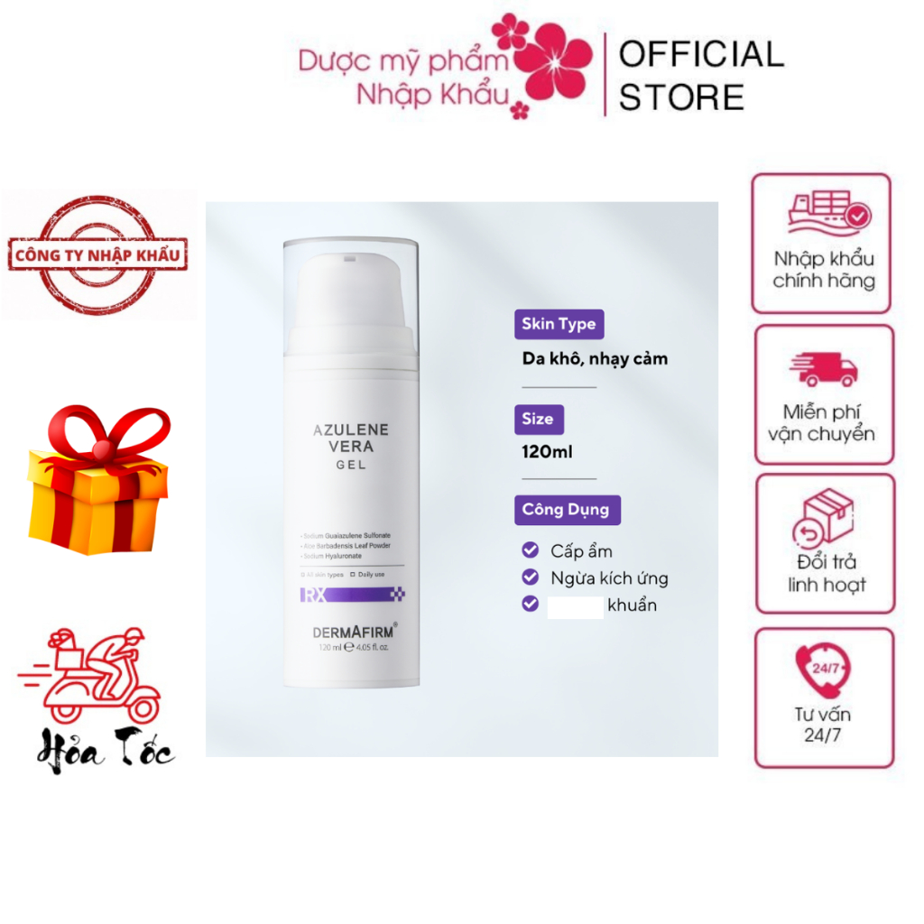 HÀNG NHẬP KHẨU - Tinh Chất Hoa Cúc Dermafirm Azulene Vera Gel Làm Dịu Phục Hồi Tái Tạo Da