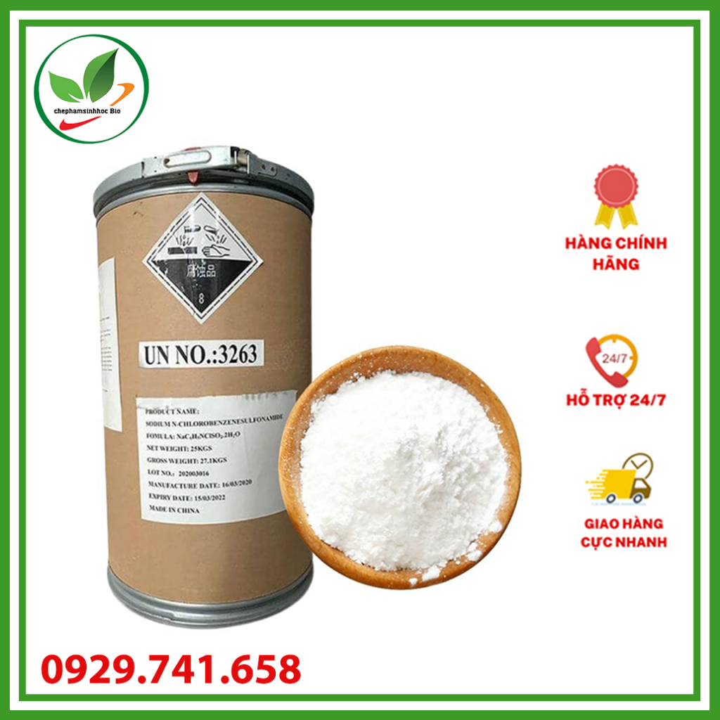 Cloramin B Trung Quốc. Xử lý nước, khử trùng nước sinh hoạt. Thùng 25kg