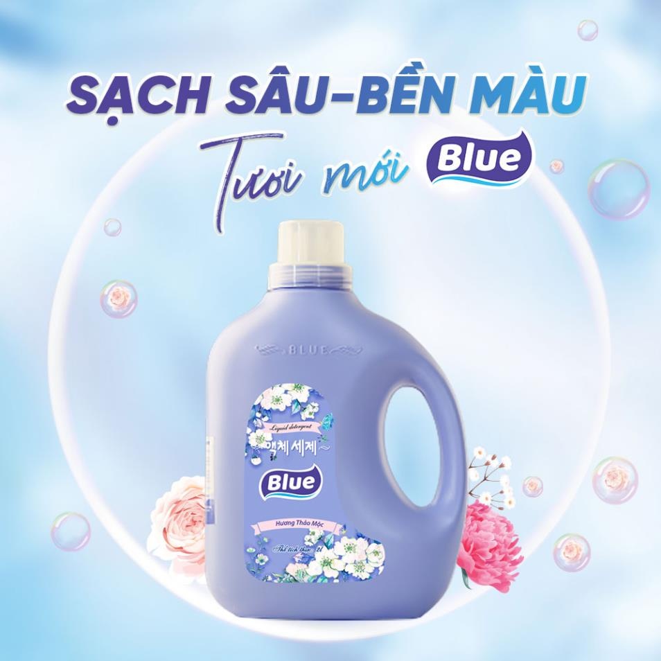 Combo 2 can Nước Giặt Blue 2kg  - Sản xuất theo tiêu chuẩn Hàn Quốc, Trắng Sạch Lưu Hương cả ngày dài