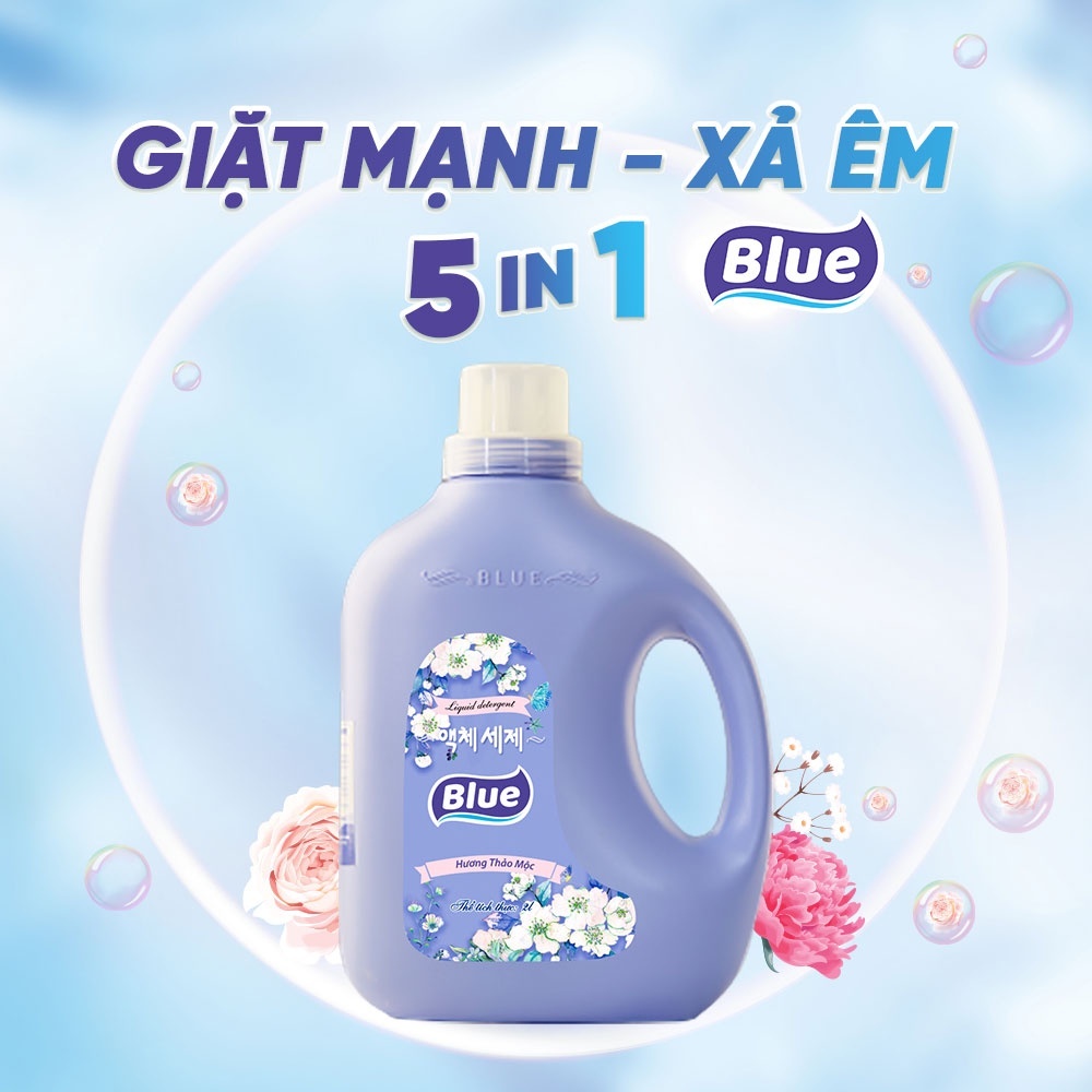 Combo 2 can Nước Giặt Blue 2kg  - Sản xuất theo tiêu chuẩn Hàn Quốc, Trắng Sạch Lưu Hương cả ngày dài