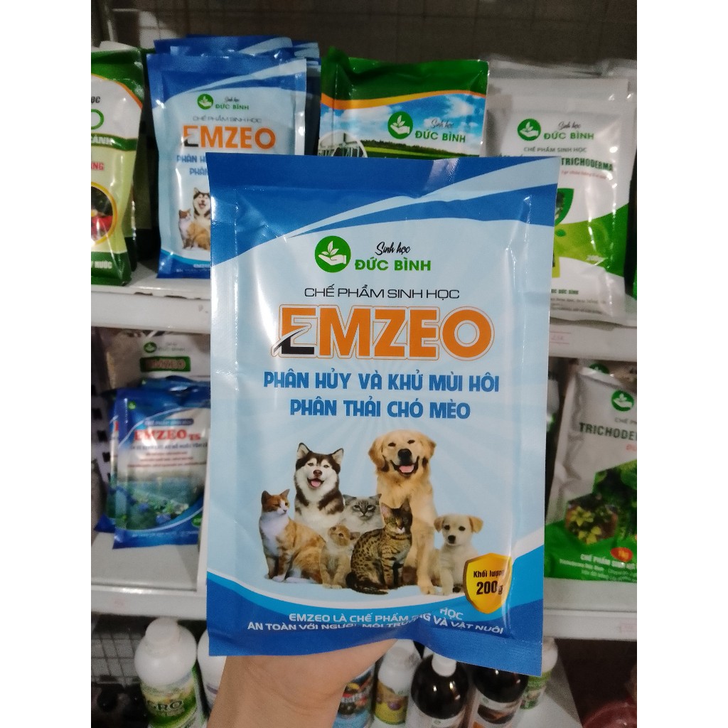 Khử mùi hôi phân chó mèo và thú cưng - CHẾ PHẨM EMZEO khử mùi hôi cát mèo