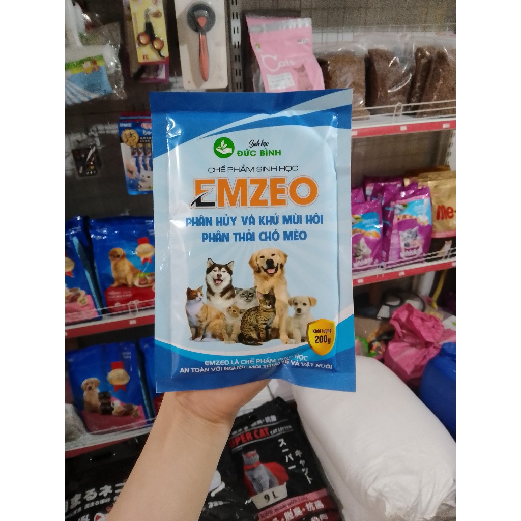 Khử mùi hôi phân chó mèo và thú cưng - CHẾ PHẨM EMZEO khử mùi hôi cát mèo
