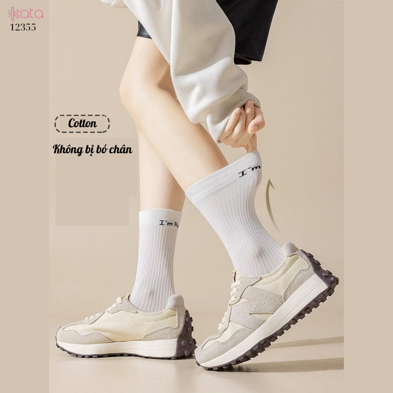 Tất bắp chân, tất 100% cotton nguyên chất 12355