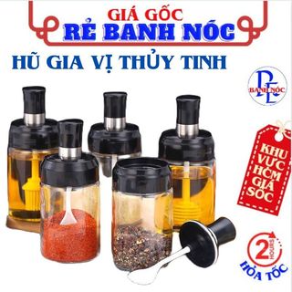 Lọ Đựng Gia Vị Thủy Tinh 200ML Kèm Muỗng Thông Minh - Hũ Đựng Gia Vị Có Thìa Nắp Đậy Kín Vệ Sinh Tiện Dụng Chống Ẩm Mốc