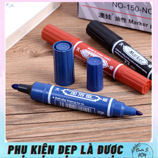 Bút lông dầu không trôi 2 đầu tiện lợi, bút lông viết thùng hàng, đánh dấu 3 màu 2 đầu