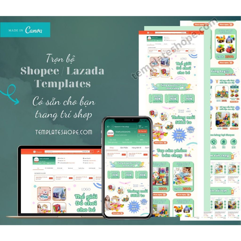 Shopee template /banner trang trí shop ngành đồ chơi, thời trang trẻ em giá rẻ