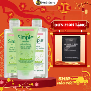 Combo Simple Toner Simple Sữa Rửa Mặt Simple Tẩy Trang Simple