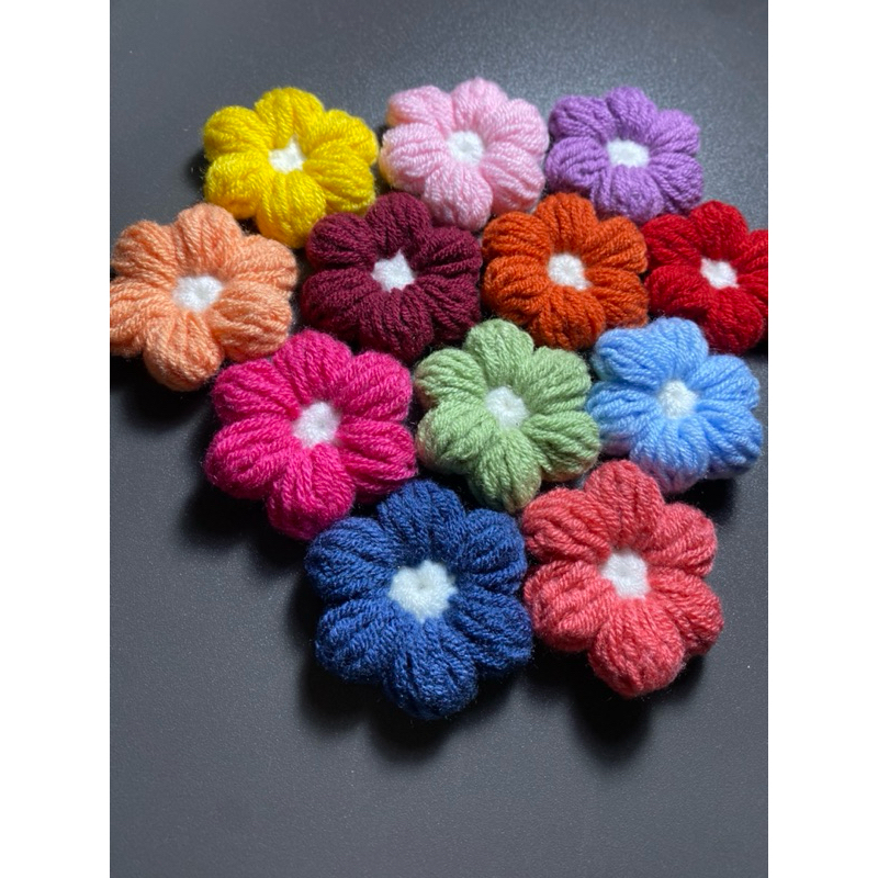 Hoa móc len 6 cánh handmade trang trí TÚI XÁCH/ÁO/MŨ/HÀNG THỦ CÔNG nhiều màu