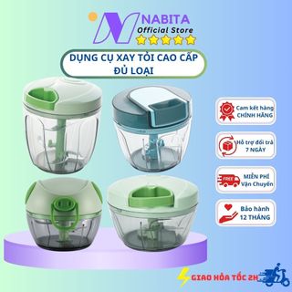 Máy xay tỏi ớt cầm tay, dụng cụ xay rau củ, thịt bằng tay đa năng,- nabita